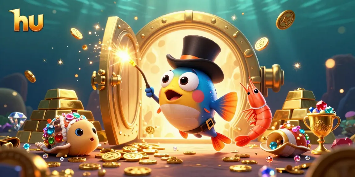 Attract golden coins and enjoy thrilling chances with hu-themed casino gaming illustration under the sea.