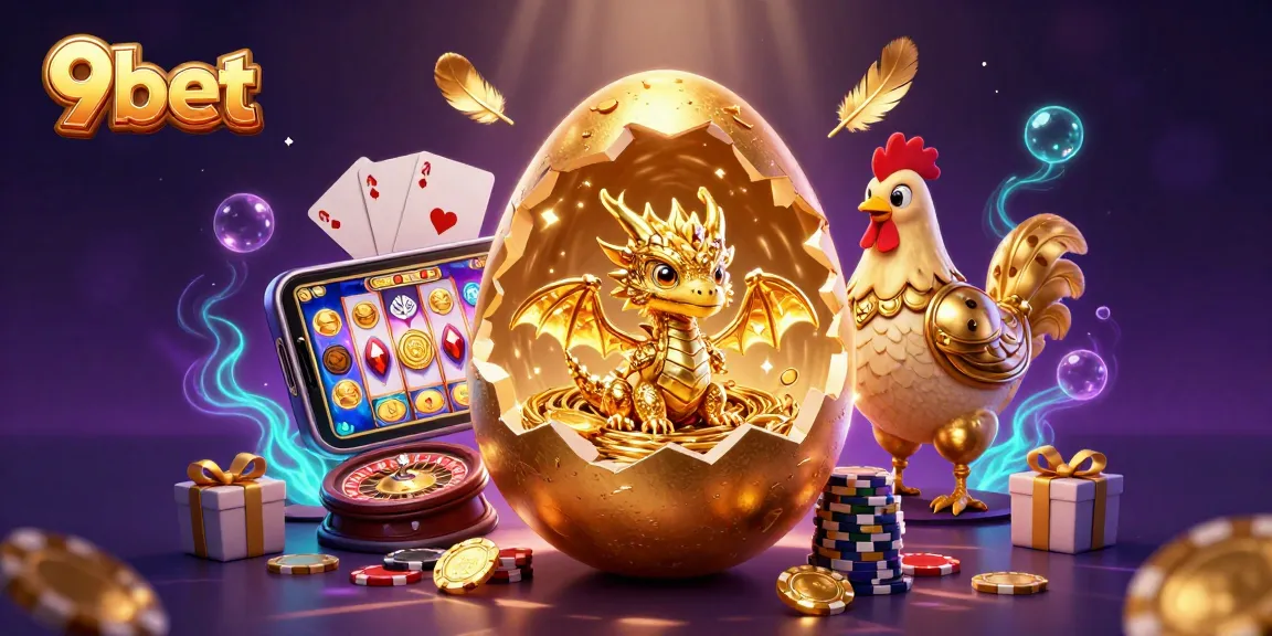 Experience thrilling casino action with 9bet as the golden dragon and poker chips shine.