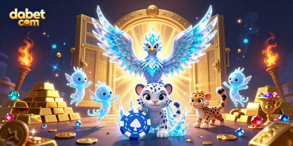 Experience the thrill of dabet com with an enchanting ice phoenix and vibrant casino elements.