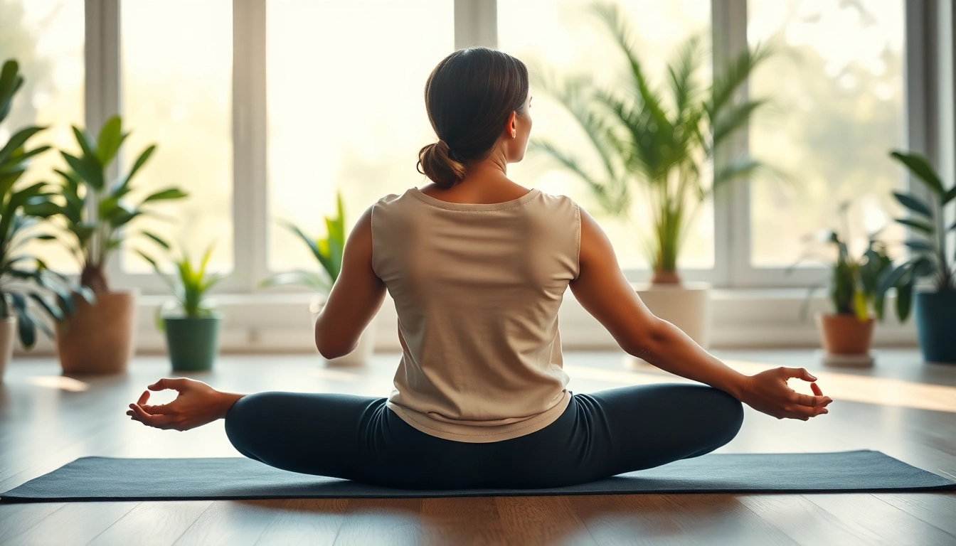 Engage in effective back pain relief strategies with calming yoga practices in a serene environment.