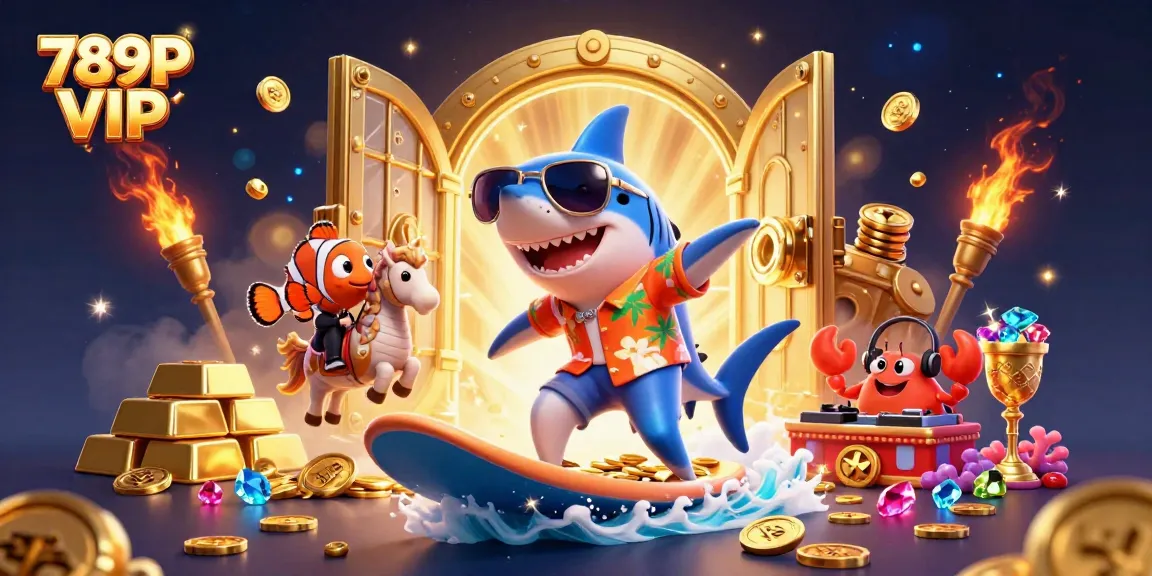 Experience excitement at 789P VIP with vibrant gambling elements and playful marine characters