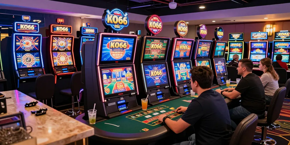 Players enjoying the KO66 online casino games with vibrant lights and engaging atmosphere.