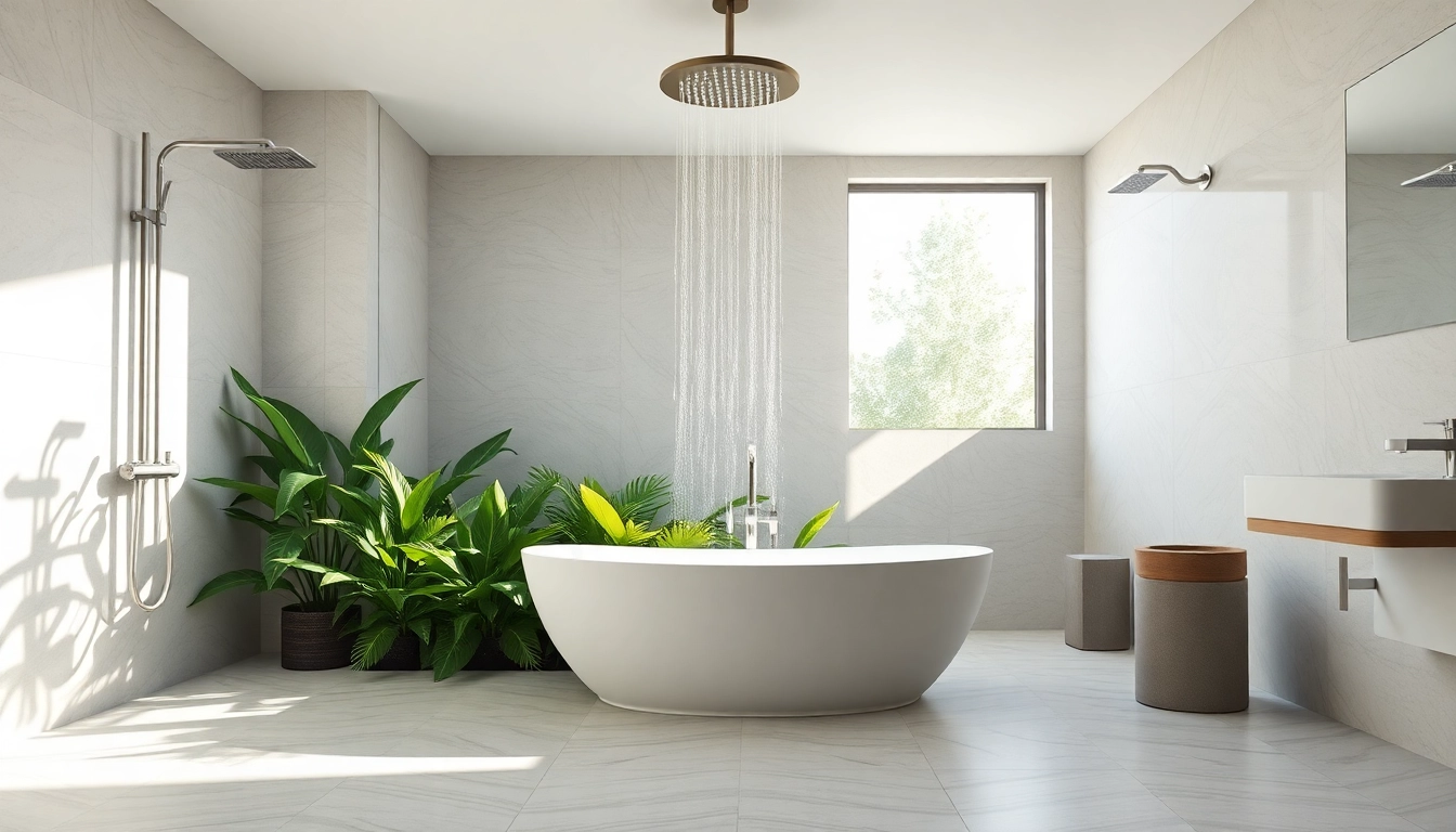 Transform your space with elegant showers au, showcasing modern bathroom design and natural elements.