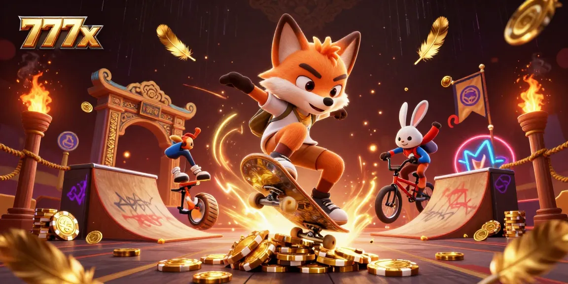 Experience thrilling gameplay with vibrant 777x-themed characters in a fantastical casino scene.