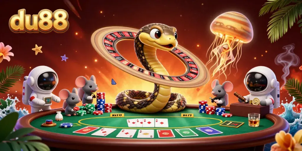 Experience the excitement of du88 with astronaut mice betting on a cosmic roulette!