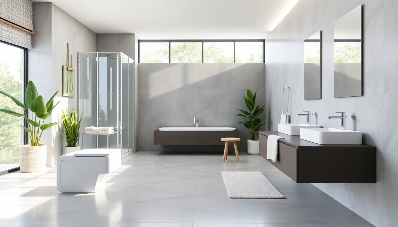Optimales sonni sanitär Design in einem modernen Badezimmer mit eleganten Installationen und warmen Farben.