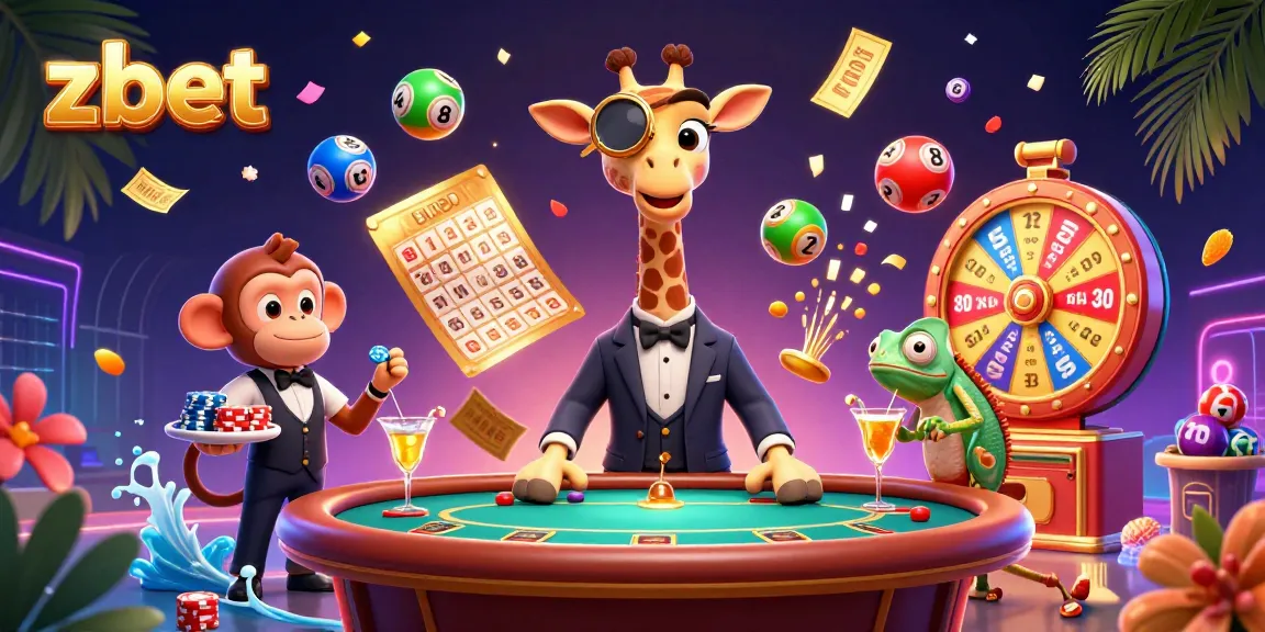 Experience zbet's vibrant gaming scene with animated characters and dynamic casino elements.