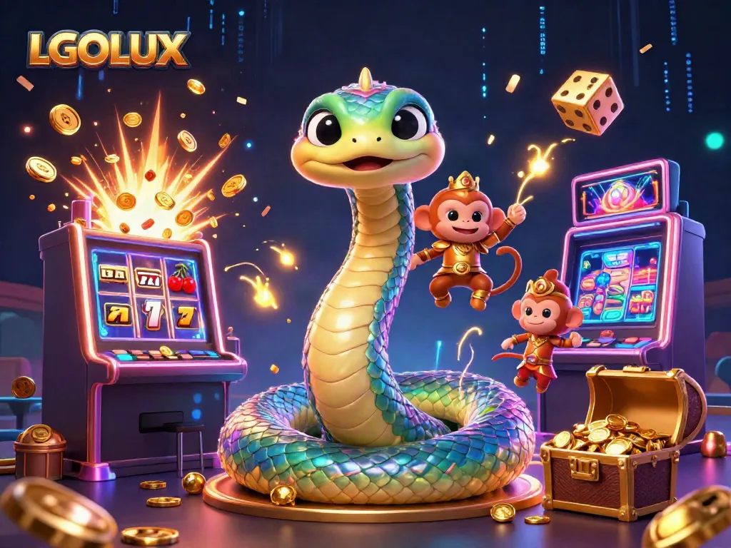 Experience the excitement of LGOLUX with colorful symbols, coins, and casino magic.