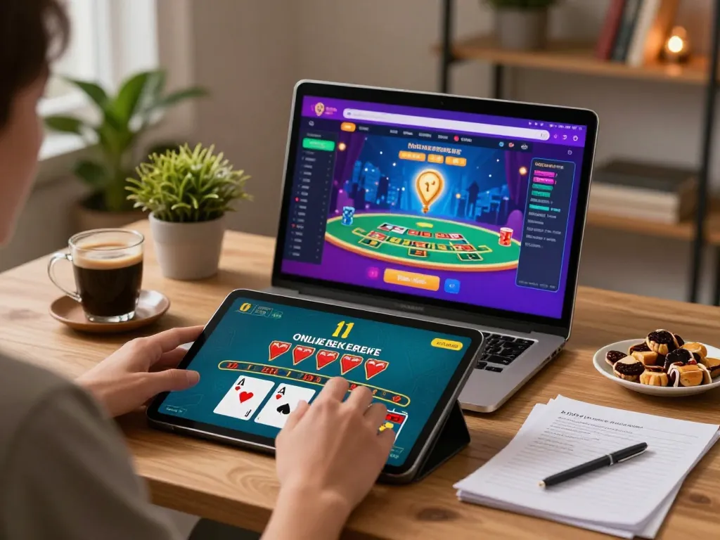 Kuwin online gaming experience with live dealer blackjack on tablet, showcasing dynamic gameplay