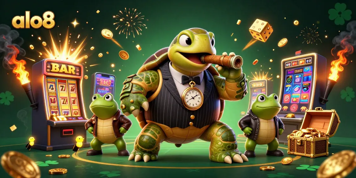 Experience excitement with alo8's 3D casino adventure featuring colorful slot machines and lively characters.